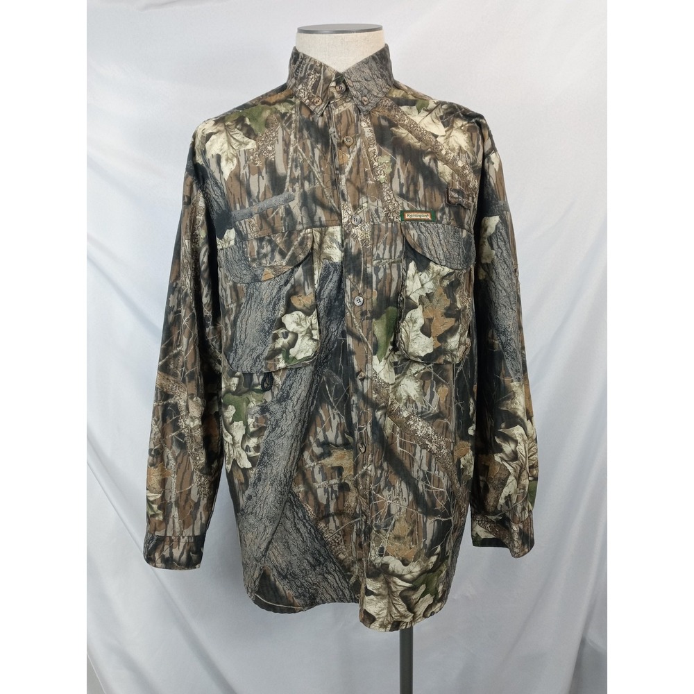 Remington Camo Hunting Shirt Mens L Button Up Long Sleeve Outdoor Woods Vented